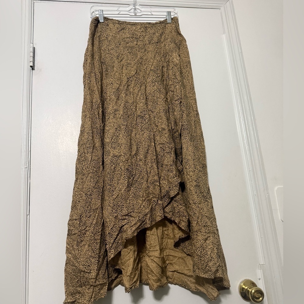 Animal Print Faux Wrap Maxi Skirt
